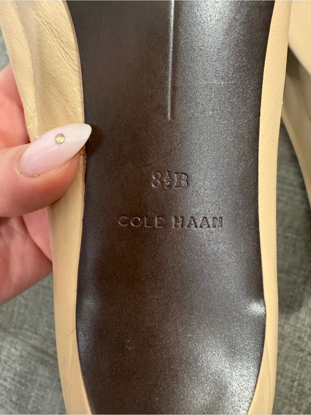 Cole Haan Beige Leather Pointed-Toe Pumps